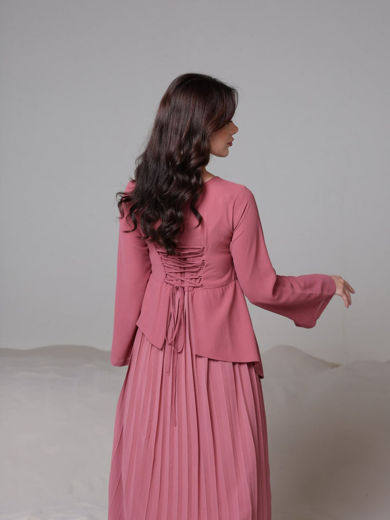 Celestine Pink Pleated Long Dress