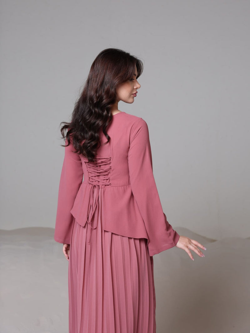 Celestine Pink Pleated Long Dress