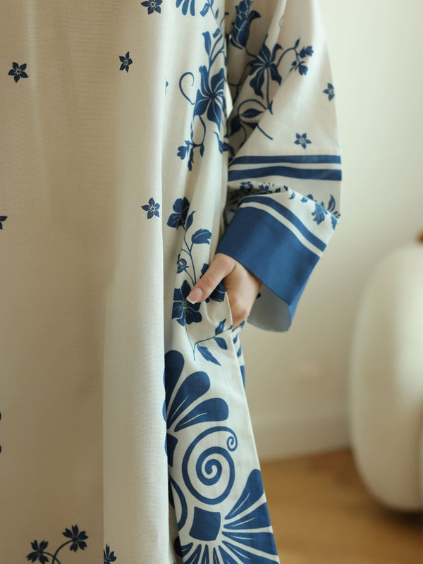 Vintsil Blue Khaddi Long Tunic With Pockets