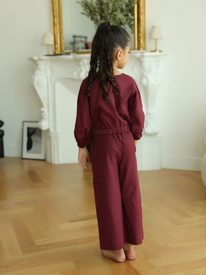 Mini Ersal Maroon Co Ord Set