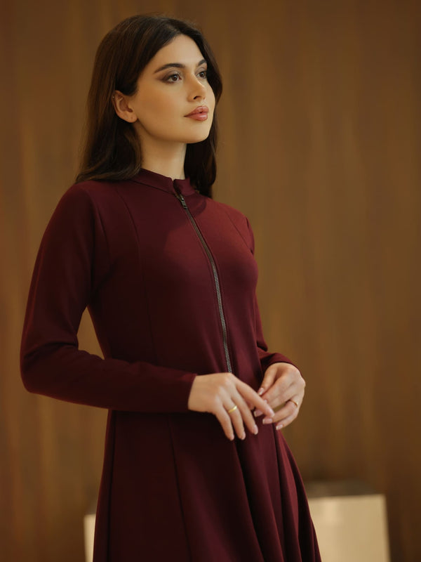 Haelin Panel Maroon Dress