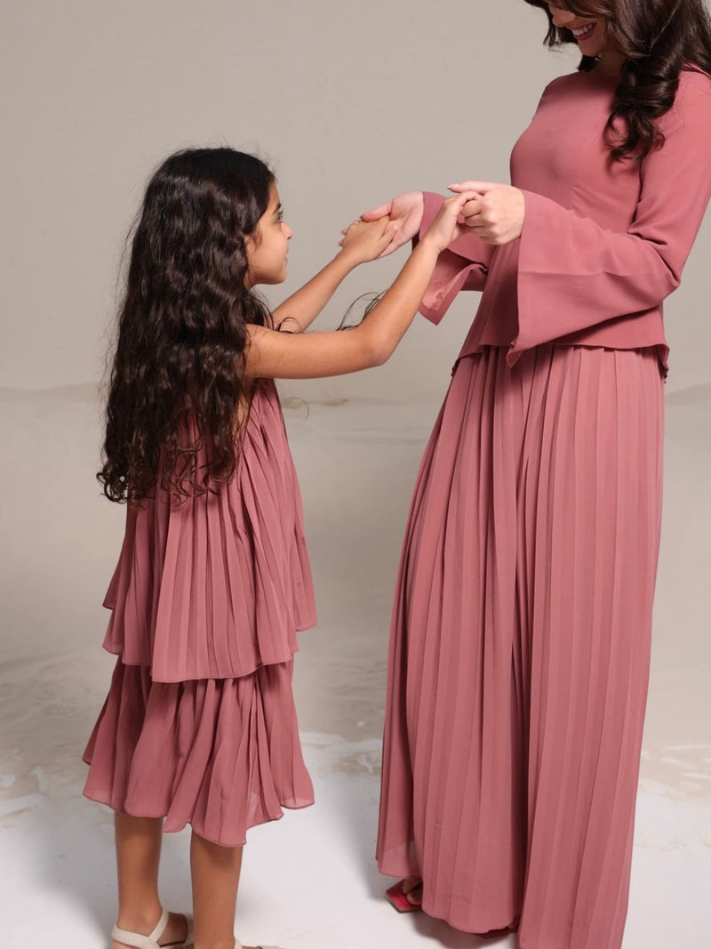 Celestine Pink Pleated Long Dress