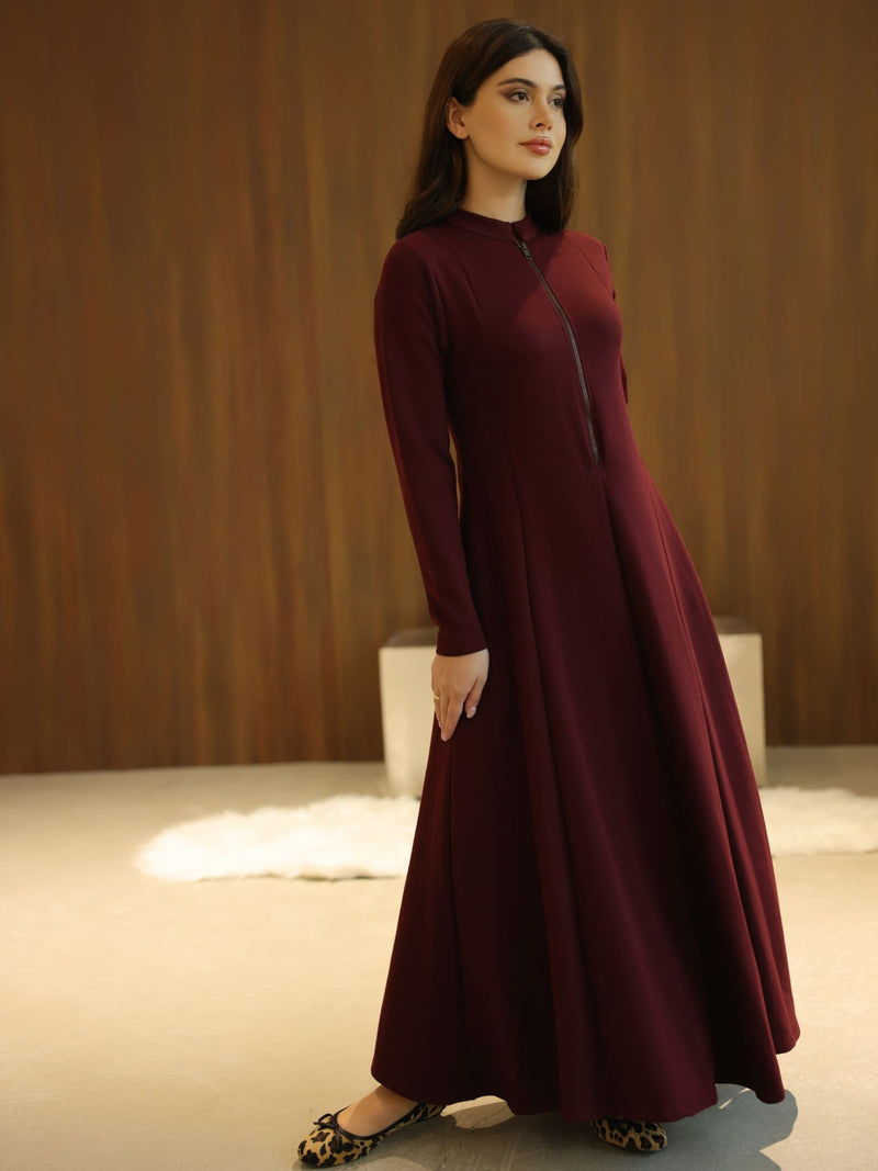 Haelin Panel Maroon Dress