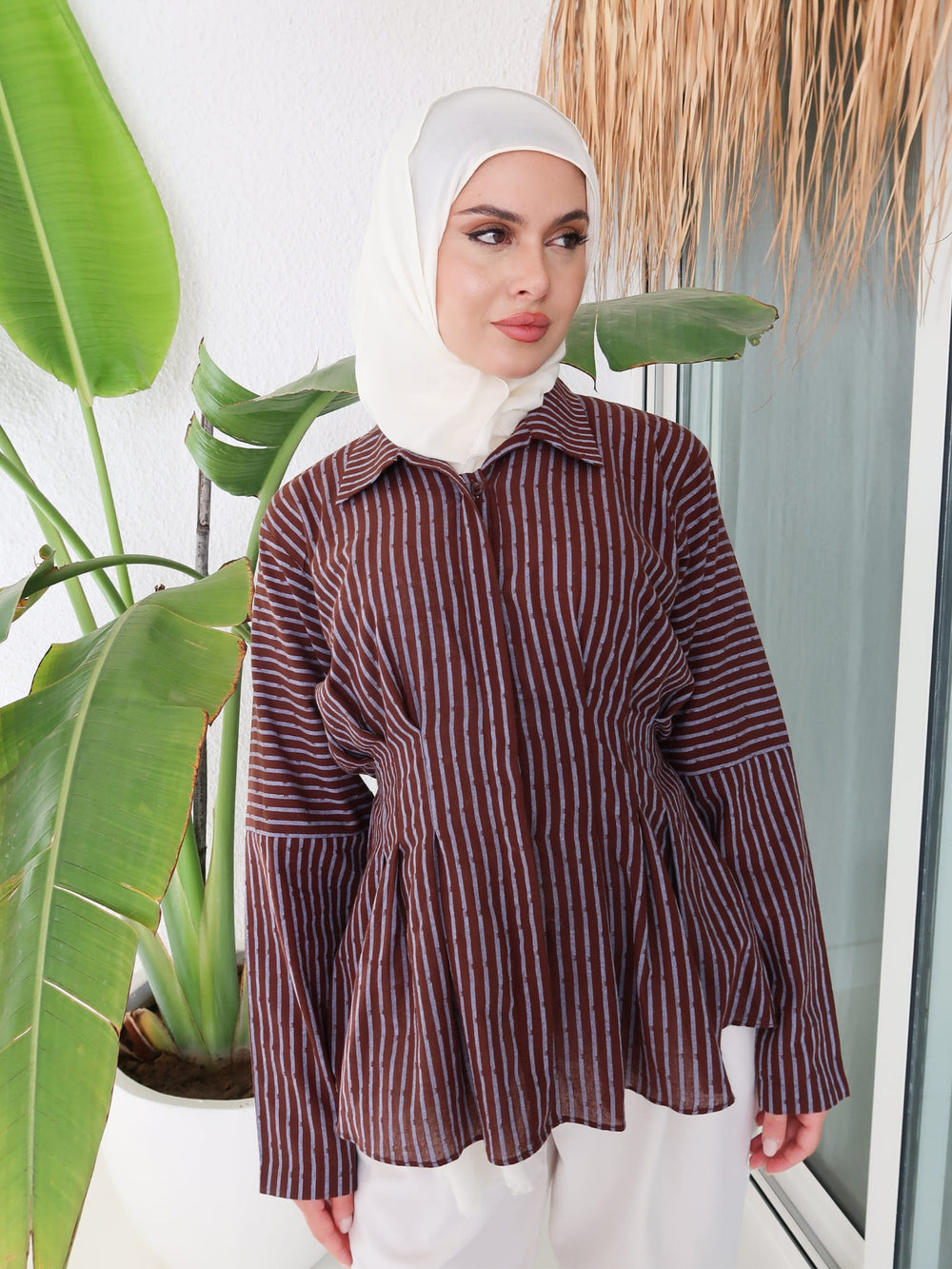 Carina Brown & Blue Stripe Shirt