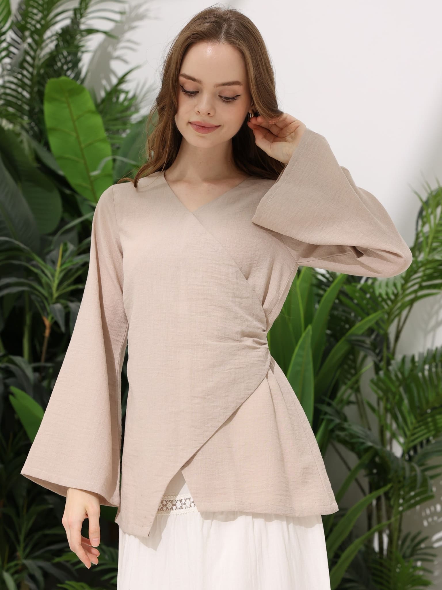 Ruth Beige Wrap Shirt