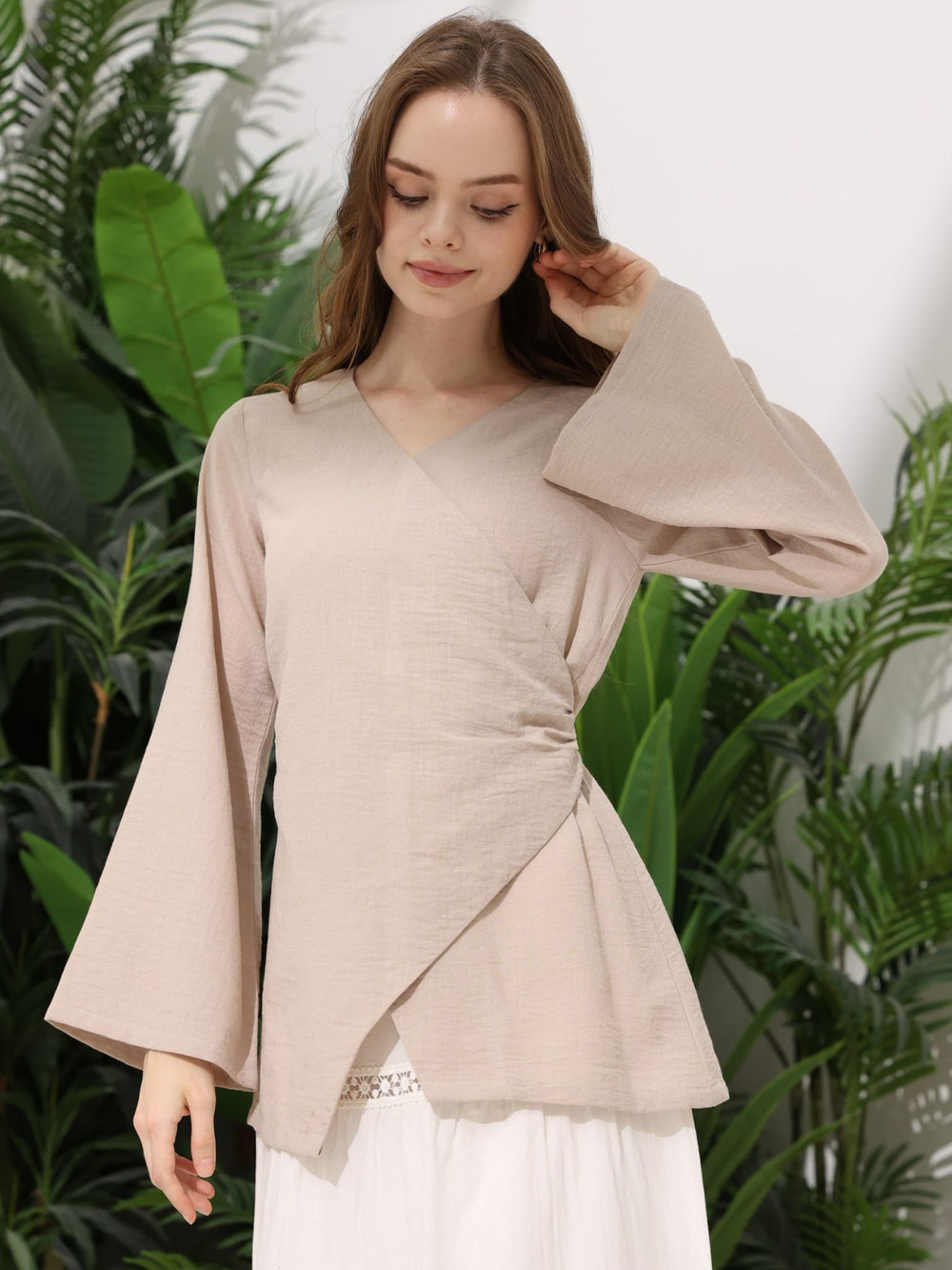 Ruth Beige Wrap Shirt