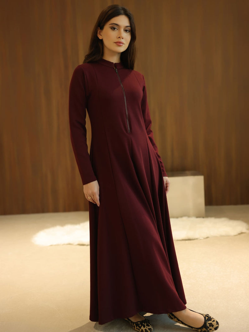 Haelin Panel Maroon Dress