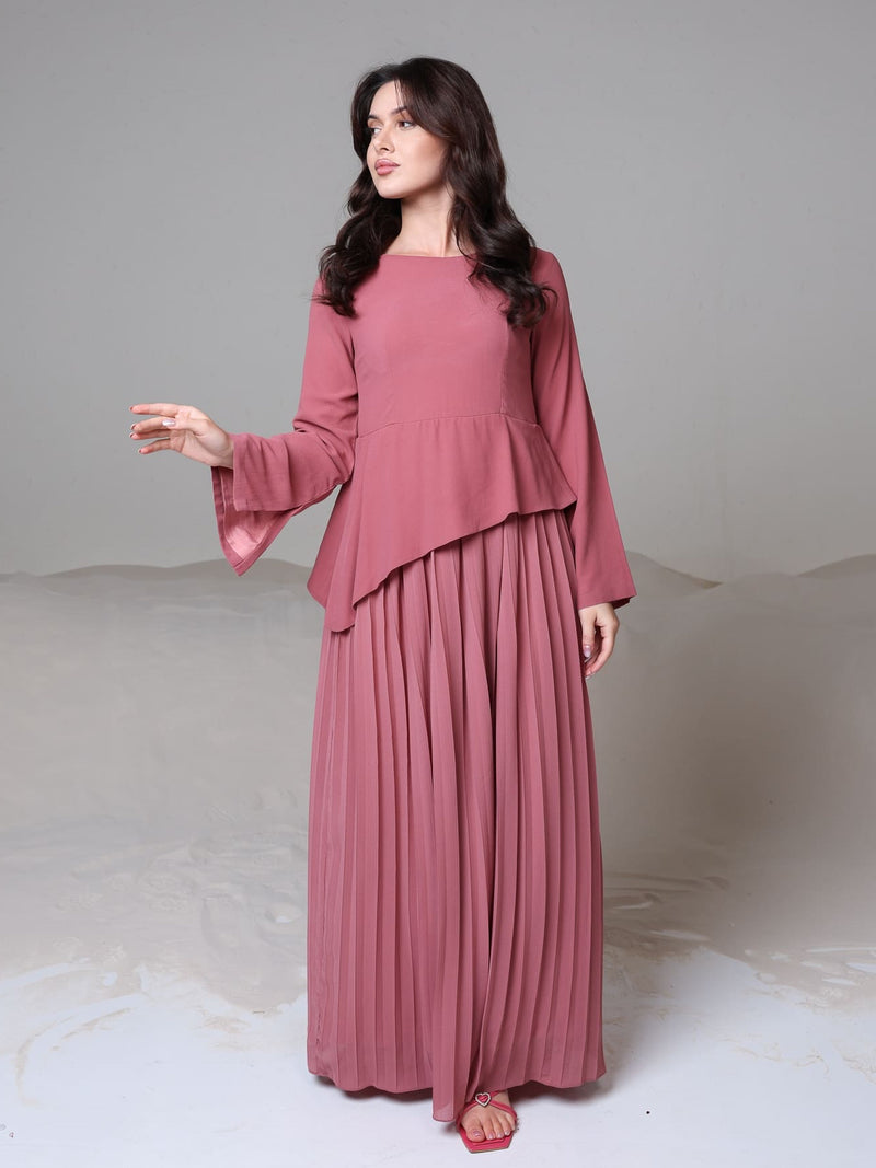 Celestine Pink Pleated Long Dress