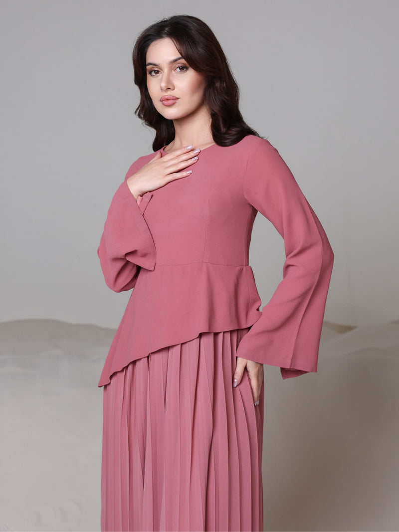 Celestine Pink Pleated Long Dress