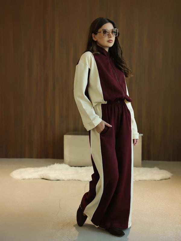 Signora Maroon & Cream Softstreme Sweat Pants