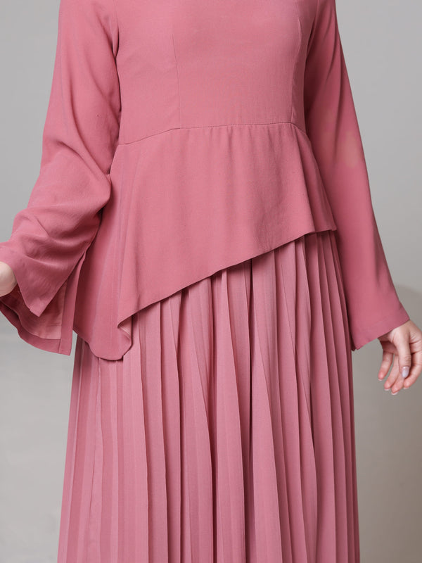 Celestine Pink Pleated Long Dress