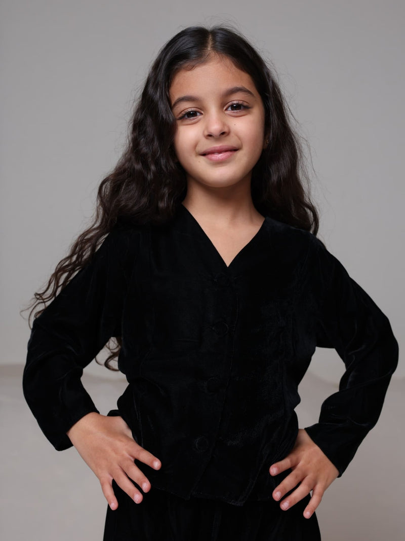 Mini Oriana Velvet Co Ord Set For Girls