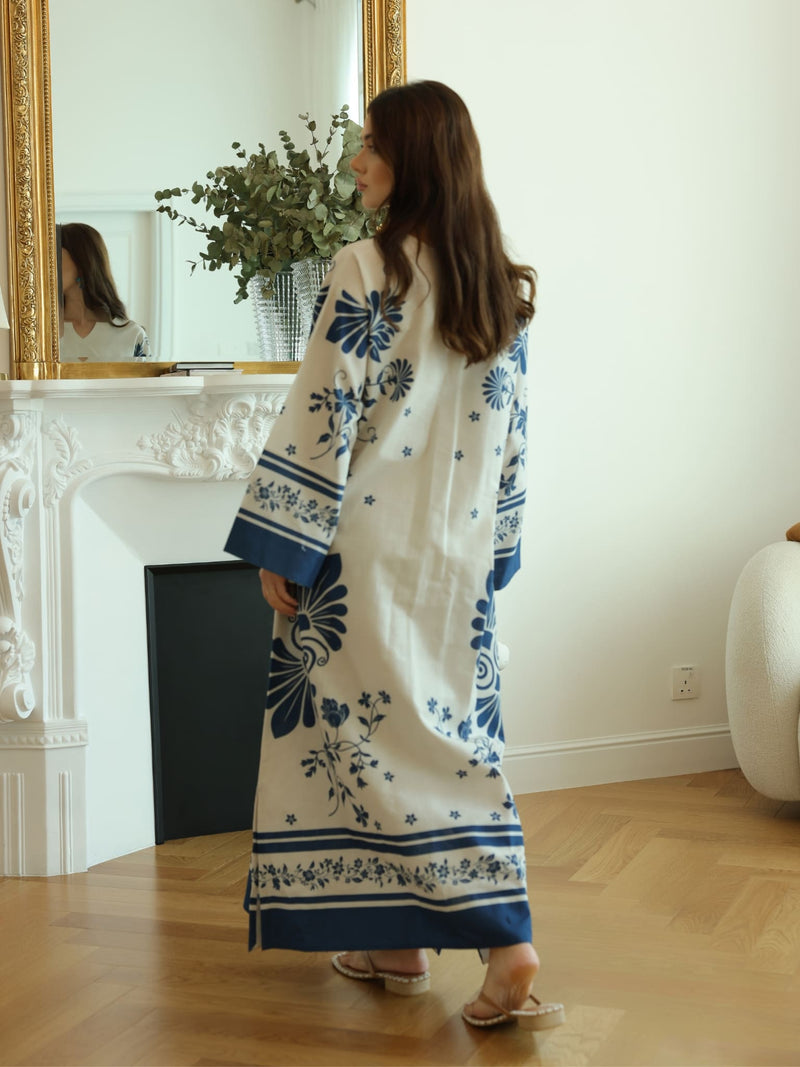 Vintsil Blue Khaddi Long Tunic With Pockets