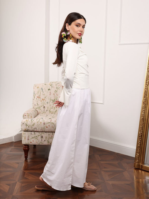 white cotton jersey dress The Carley Off White Dress Made in USA Jersey T-Shirt Dress with Lac