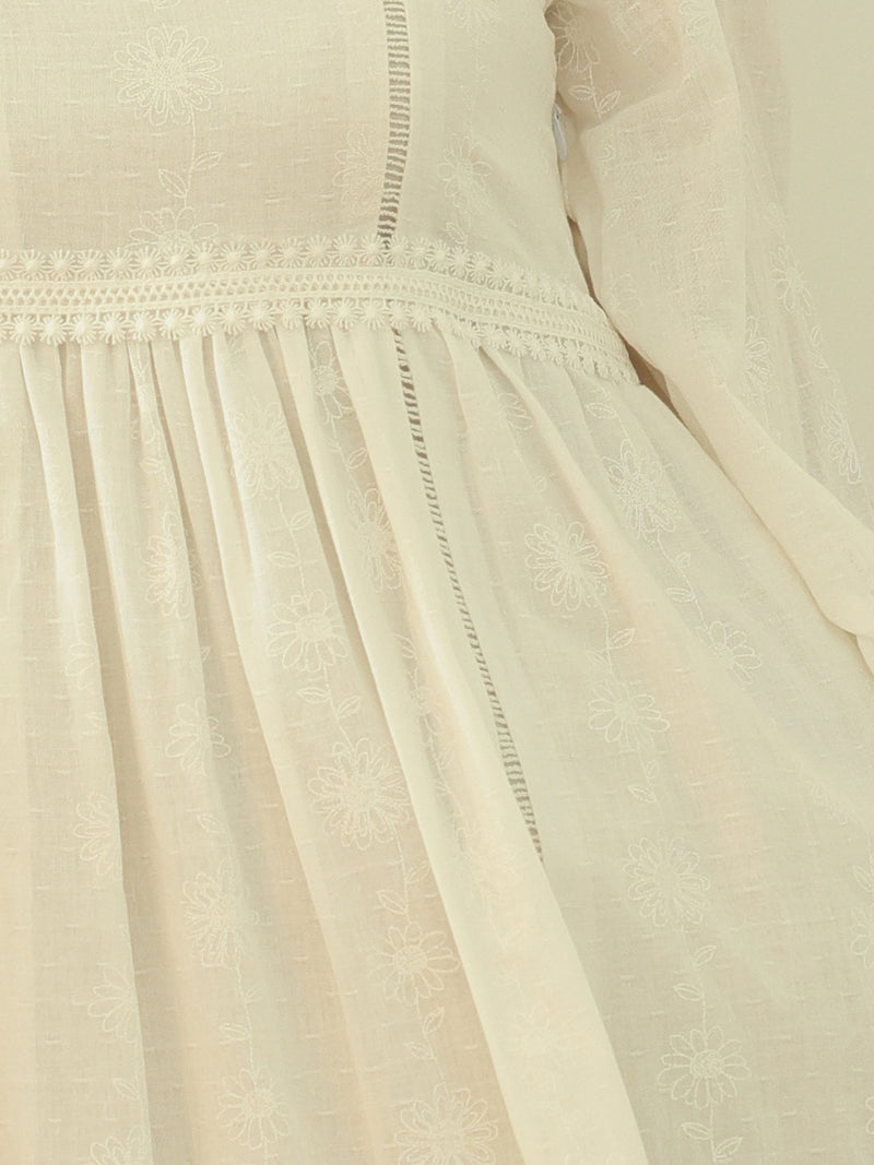 Delilah White Floral Texture Dress