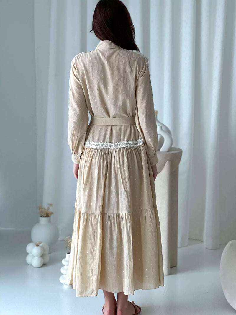 Viola Solid Dress - Beige