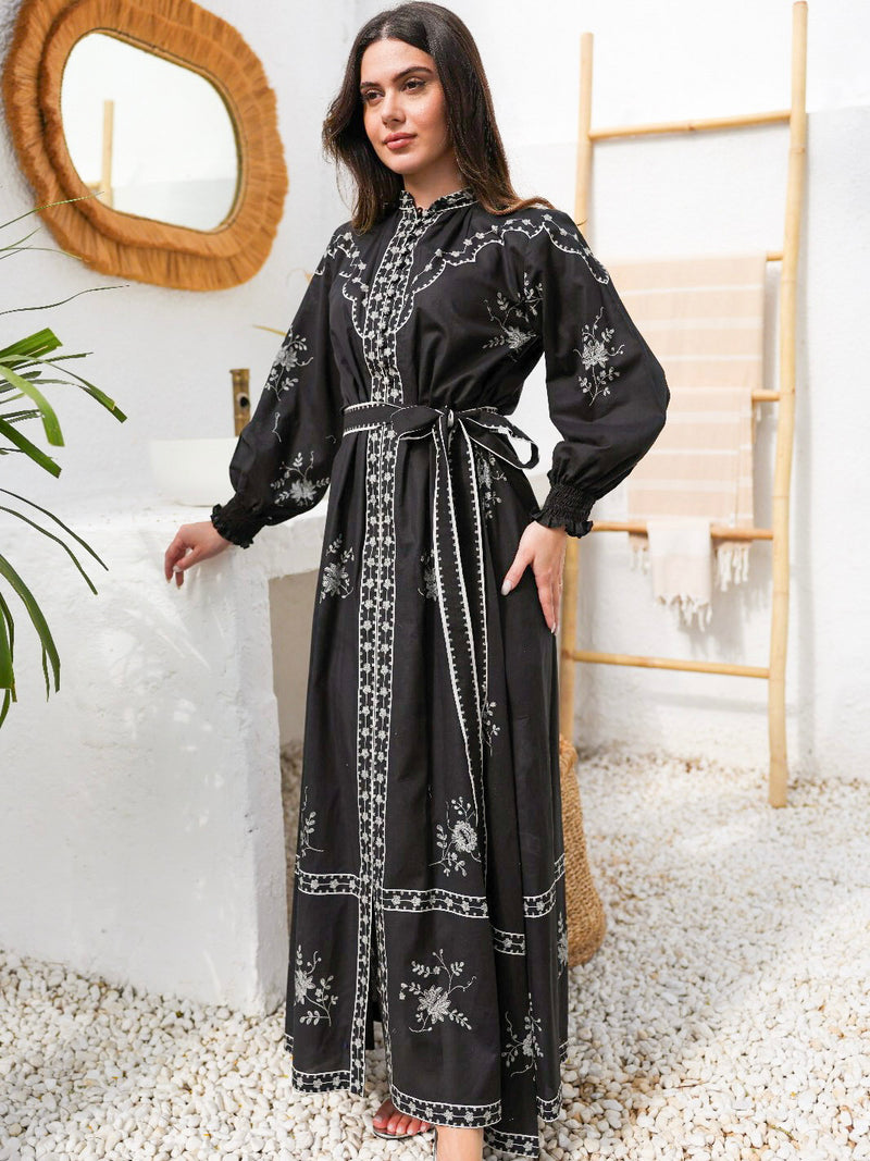 Megara Black Cotton Dress