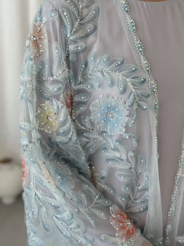 Embellished Luxe Abaya Upper Blue