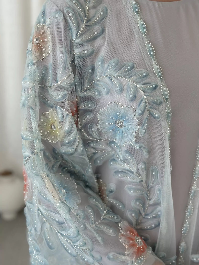 Embellished Luxe Abaya Upper Blue