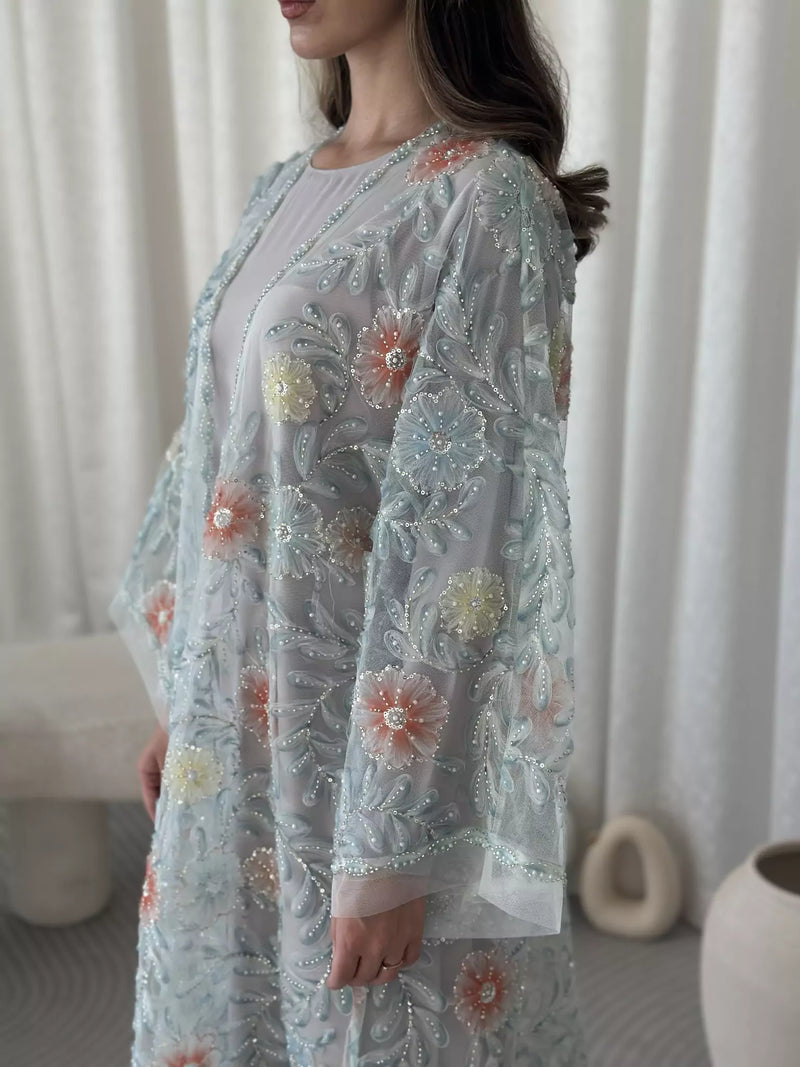 Embellished Luxe Abaya Upper Blue