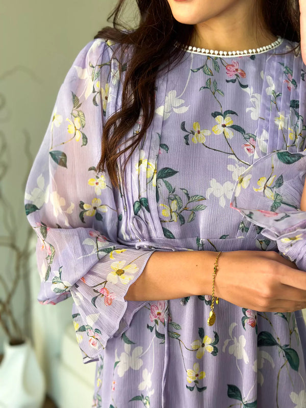 Sisli Lilac Floral Dress