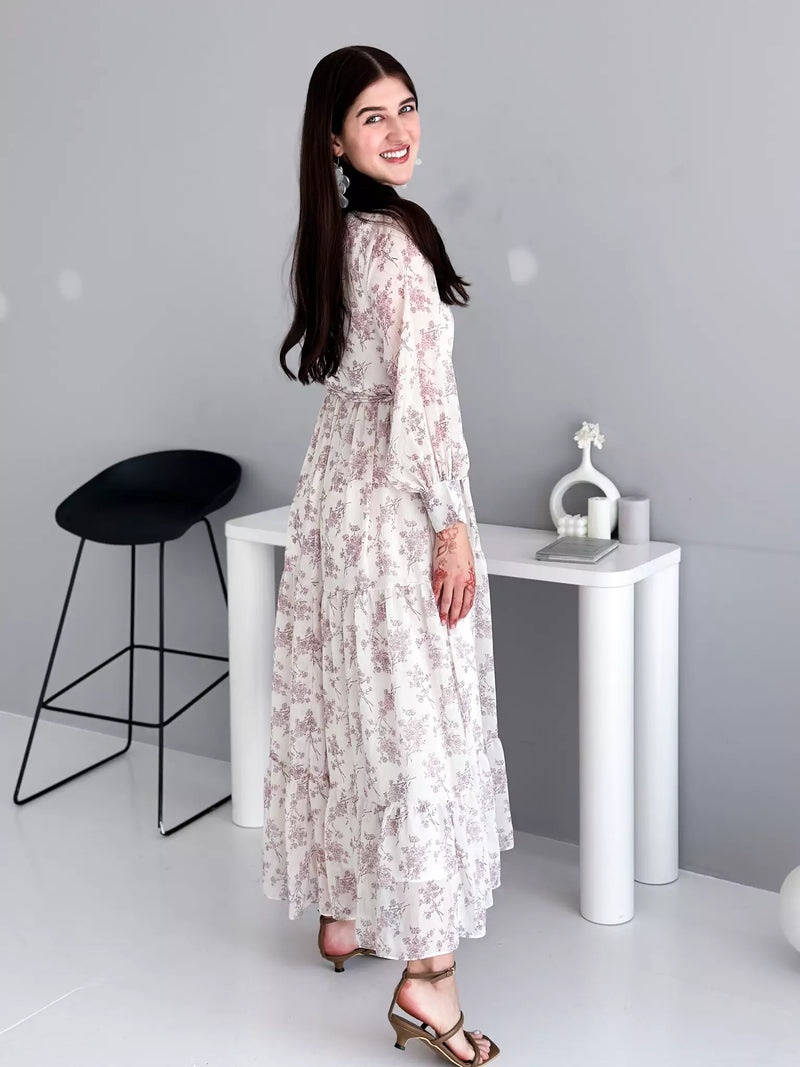Holiday Floral Long Dress