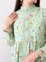 Hannah Lace Dress In Pastel Green Floral