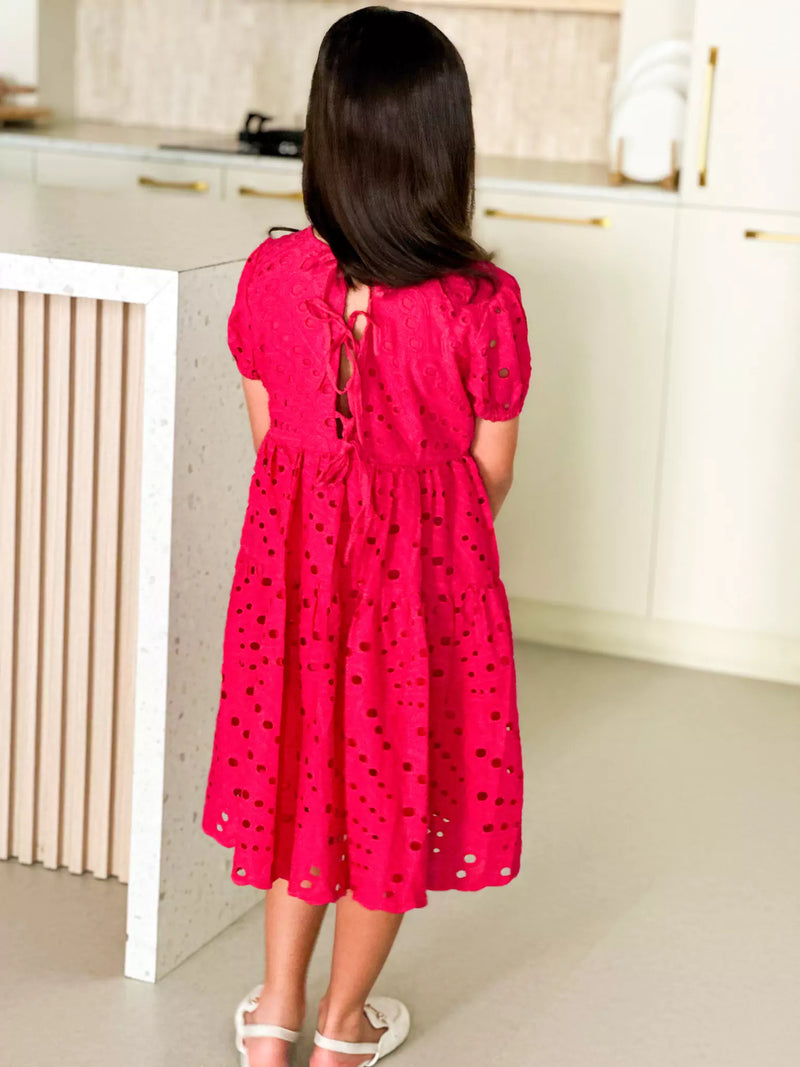 Mini Cameo Pink Cut Work Dress