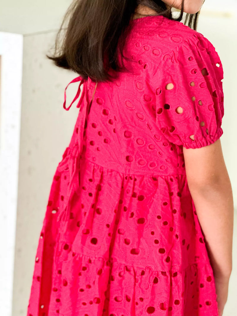 Mini Cameo Pink Cut Work Dress