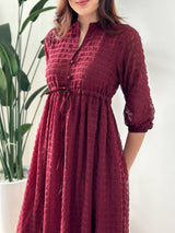 Red Wood Texture Long Dress