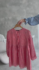 Flossie Peach Embroidered Shirt