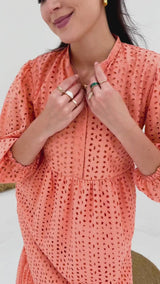 Peach Fuzz Cutwork Dress