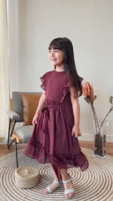 Mini Pecan Rose Long Dress for Girls