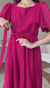 Pembe Cutwork Long Dress