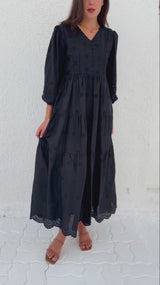 Mairu Black Cutwork Dress