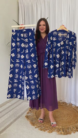 Halite Embroidered Co Ord Set - Blue