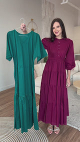 Okra Cotton Long Dress