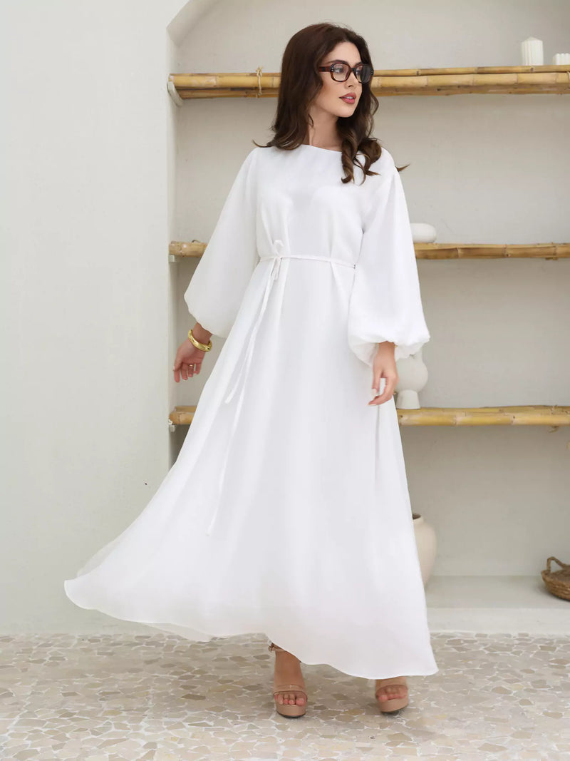 Whimsy White Chiffon Dress