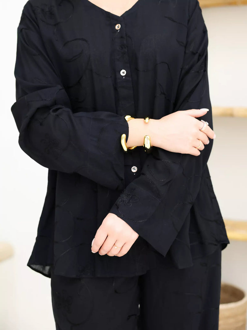 Kensley Black Embroidered Co Ord Set