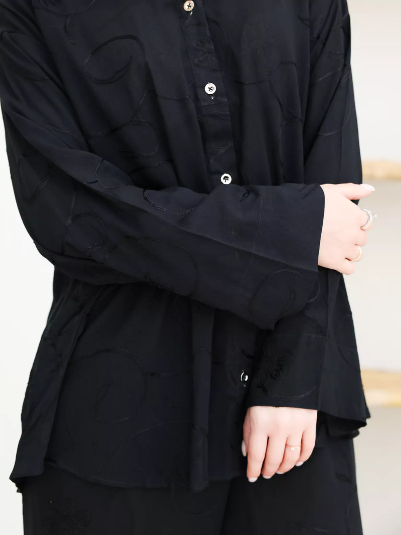 Kensley Black Embroidered Co Ord Set