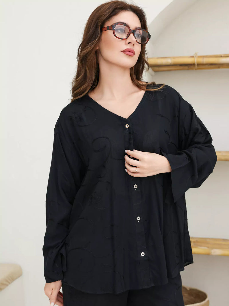 Kensley Black Embroidered Co Ord Set