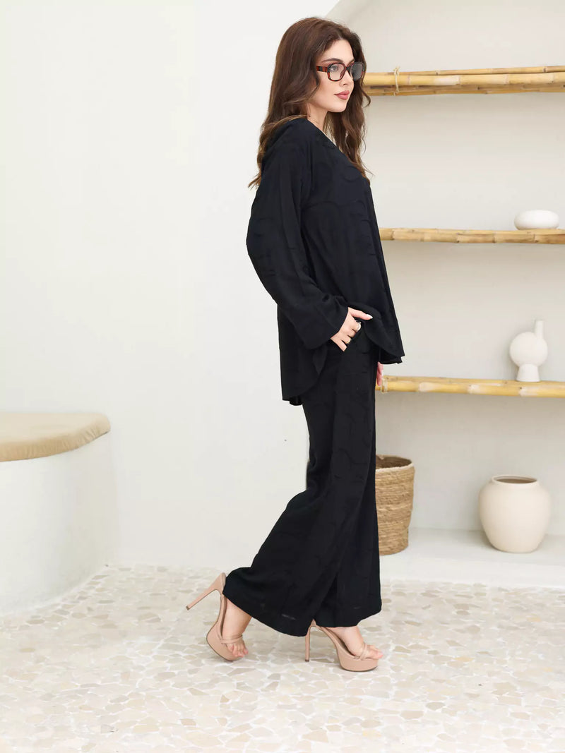 Kensley Black Embroidered Co Ord Set