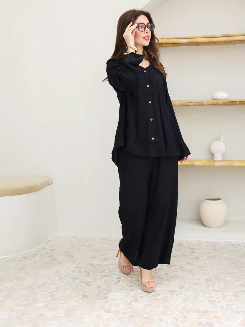 Kensley Black Embroidered Co Ord Set
