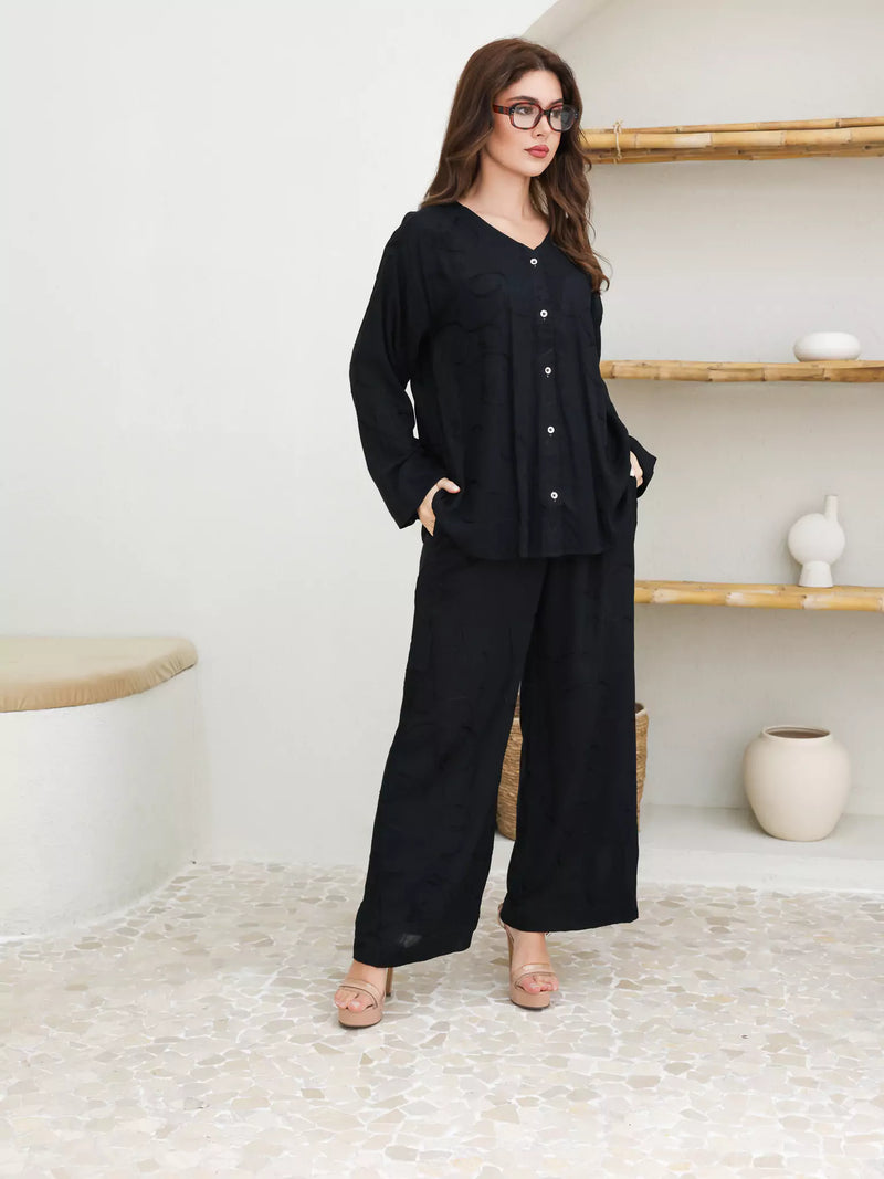 Kensley Black Embroidered Co Ord Set