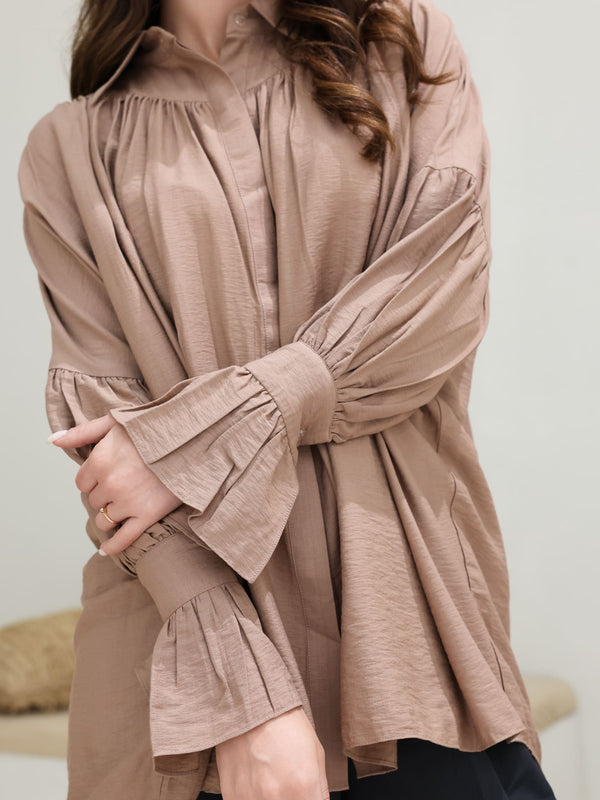 Flara Beige Button Down Shirt