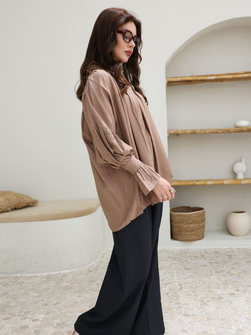 Flara Beige Button Down Shirt