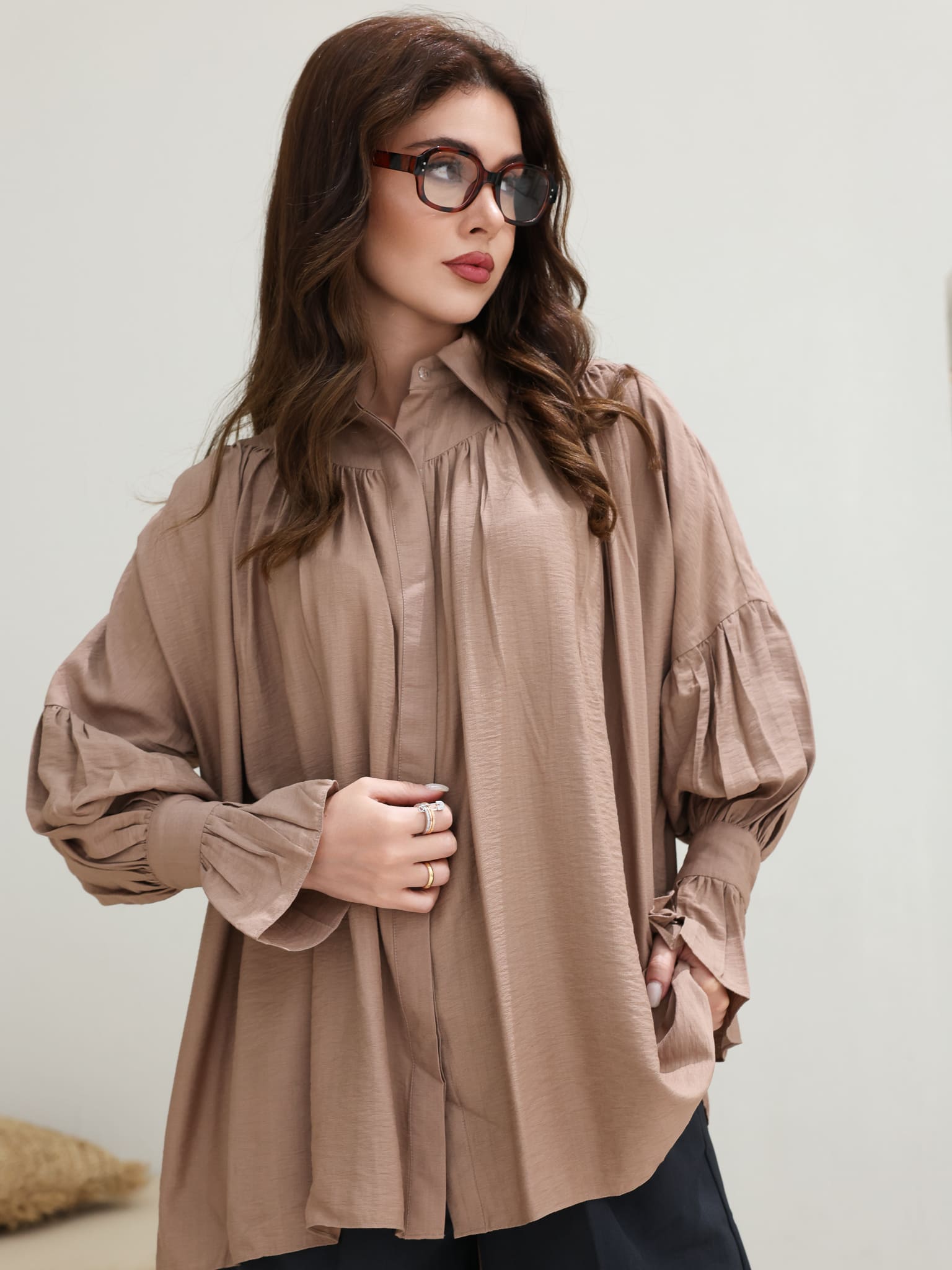 Flara Beige Button Down Shirt