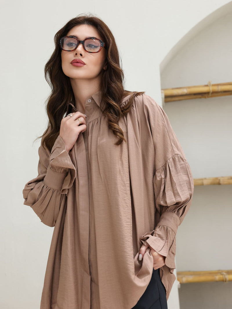 Flara Beige Button Down Shirt