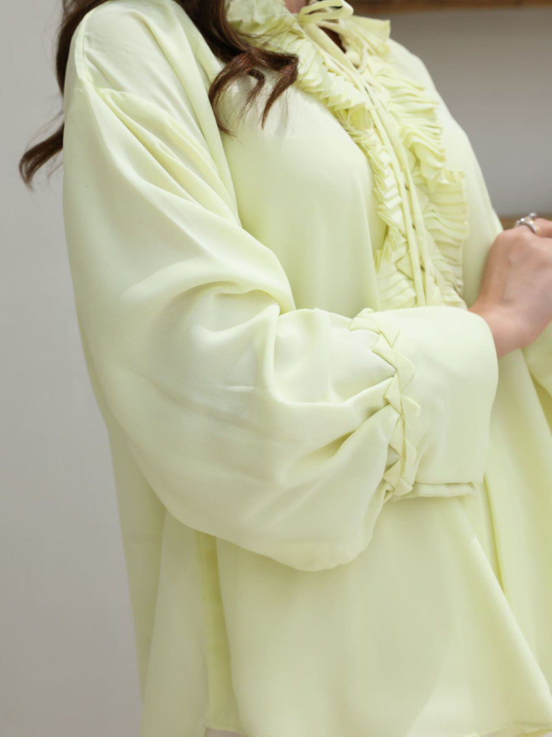 Buckingham Pleated Yellow Shirt