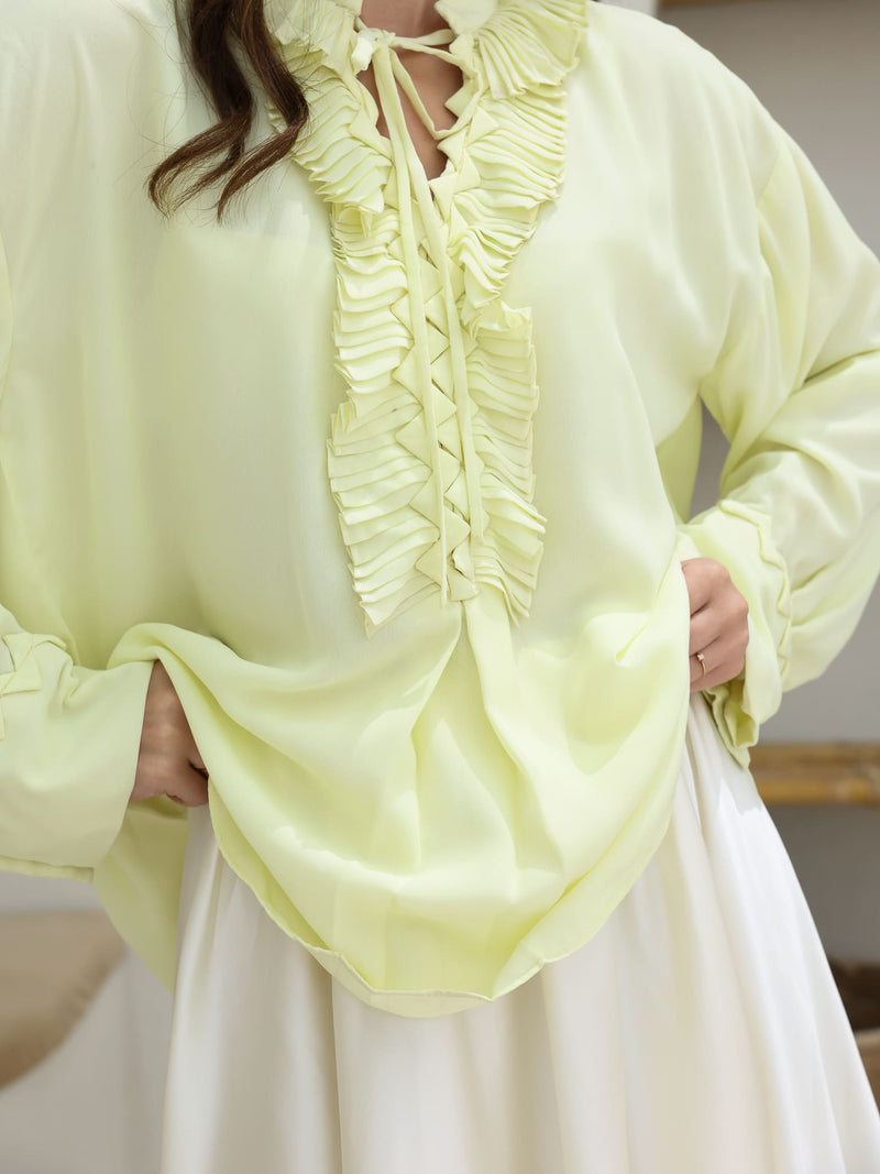 Buckingham Pleated Yellow Shirt